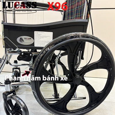 Xe lăn Lucass X96 bánh đúc, rộng ngang cho người to béo - Ảnh 4