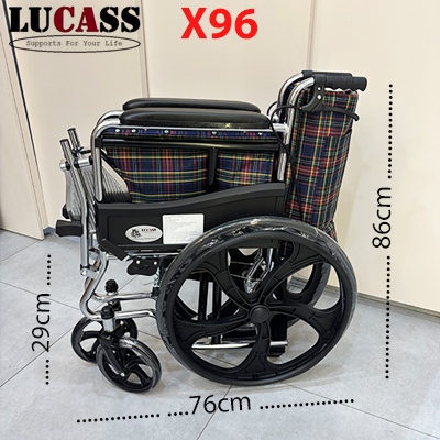 Xe lăn Lucass X96 bánh đúc, rộng ngang cho người to béo - Ảnh 3